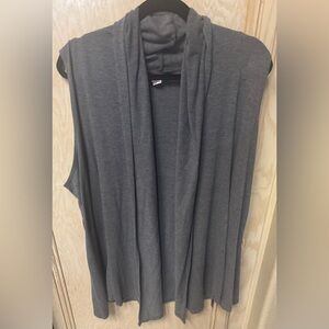 WOMEN OPEN FRONT CARDIGAN GRAY VEST SHAWL COLLAR TUNIC SLEEVELESS TOP PLUS SZ 2X